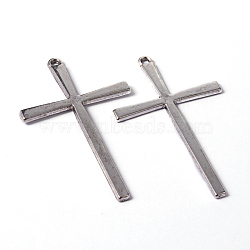 Tibetan Style Alloy Cross Large Pendants, Lead Free, Cadmium Free and Nickel Free, Antique Silver, 61.5mm long, 36.5mm wide, 2mm thick, hole: 2mm(X-EAAA0100Y-NF)