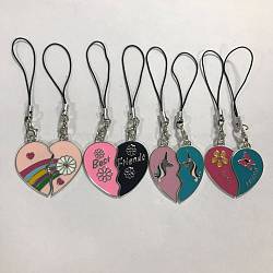 Alloy Enamel Pendant Mobile Straps, Heart, Mixed Color, 9.7~9.9cm, 8pcs/set(HJEW-SW00046)