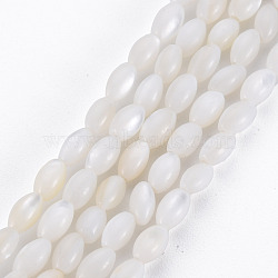 Natural Freshwater Shell Beads Strands, Rice, Seashell Color, 5x3mm, Hole: 0.9mm, about 83~85pcs/strand, 15.55 inch~15.75 inch(39.5~40cm)(SHEL-N027-08A)
