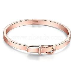 SHEGRACE Brass Bangle, with Buckle, Rose Gold, 2-1/4 inchx2-1/2 inch(56x63mm)(JB384A)