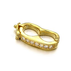 Rack Plating Brass Micro Pave Cubic Zirconia Twister Clasps, Lead Free & Cadmium Free, Golden, 19x9.5x3mm(ZIRC-I012-16G-RS)
