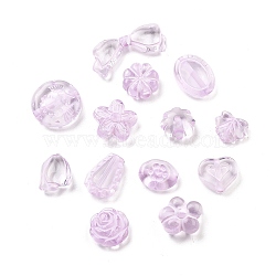 Transparent Acrylic Beads, Mixed Shapes, Pearl Pink, 10~18x11~28.5x4.5~12mm, Hole: 1.6~2.5mm, 683pcs/500g(OACR-Q084-20C)