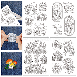 4 Sheets 11.6x8.2 Inch Stick and Stitch Embroidery Patterns, Non-woven Fabrics Water Soluble Embroidery Stabilizers, Mushroom, 297x210mmm(DIY-WH0455-016)