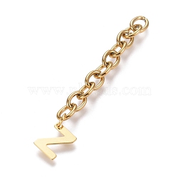 304 Stainless Steel Chain Extender, with Cable Chain and Letter Charms, Golden, Letter.Z, Letter Z: 11x8.5x0.7mm, 67.5mm, Link: 8x6x1.3mm(STAS-K206-09G-Z)