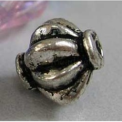 Tibetan Style Alloy Spacer Beads, Lead Free & Cadmium Free, Bicone, Antique Silver, about 7.6 mm wide, 7.8mm long, Hole: 1.5mm(X-AB73)