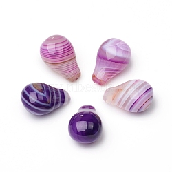 Natural Banded Agate/Striped Agate Beads, Half Drilled, Dyed & Heated, Teardrop, 18.5~19x12.5~13x10.5mm, Hole: 0.8~1mm(G-L514-002B)