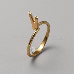 Aluminium Alloy Finger Rings Components, 4 Prong Ring Settings, Golden, US Size 9(18.9mm)(FIND-WH0111-275B-G)