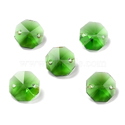 Electroplate Glass Links Connectors, Faceted, for Chandelier Prism Beads Chain, DIY Craft Jewelry Decoration, Octagon, Lime Green, 14x14x7.5mm, Hole: 1.6mm(EGLA-I014-01I)