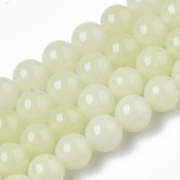 Synthetic Luminous Stone Beads Strands, Round, Light Green, 8x8mm, Hole: 1mm, about 47~49pcs/strand, 14.17 inch~14.69 inch