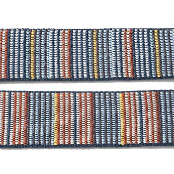 Polyester Stripe Ribbons, Jacquard Ribbons, Marine Blue, 1-1/2 inch(38mm)
