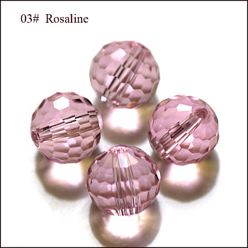 Imitation Austrian Crystal Beads, Grade AAA, Faceted(96 Facets), Round, Pink, 8mm, Hole: 0.9~1mm