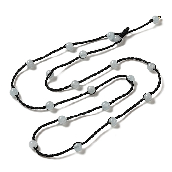 Natural Aquamarine Braided Bead Necklacess, Nylon Cord Adjustable Necklaces, 21.65~22.24 inch(55~56.5cm)