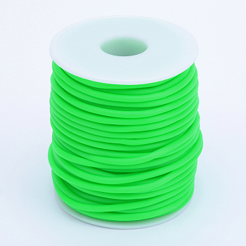 Hollow Pipe PVC Tubular Synthetic Rubber Cord, Wrapped Around White Plastic Spool, Lime, 4mm, Hole: 2mm, about 16.4 yards(15m)/roll
