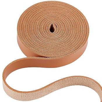 PU Imitation Leather Cord, for Clothing, Flat, Sandy Brown, 12.5x1.8mm, about 2.19 Yards(2m)/Roll