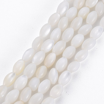Natural Freshwater Shell Beads Strands, Rice, Seashell Color, 5x3mm, Hole: 0.9mm, about 83~85pcs/strand, 15.55 inch~15.75 inch(39.5~40cm)