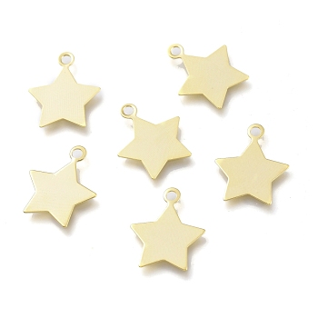 Brass Charms, Star, Real 24K Gold Plated, 13x11x0.3mm, Hole: 1.4mm