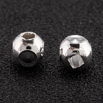 Brass Beads, Long-Lasting Plated, Cube, 925 Sterling Silver Plated, 5x5x5mm, Hole: 1.8mm