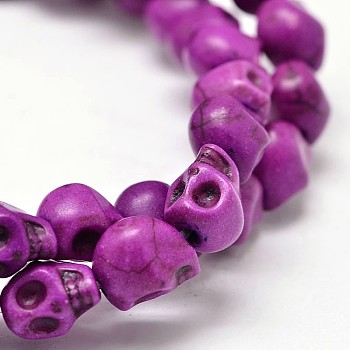 Dyed Synthetic Turquoise Bead Strands, Skull, Medium Orchid, 8x6x7mm, Hole: 1mm, about 48~49pcs/strand, 15.3~15.5 inch