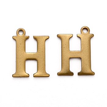 304 Stainless Steel Alphabet Charms, Antique Bronze, Letter.H, 12x9x1mm, Hole: 1mm