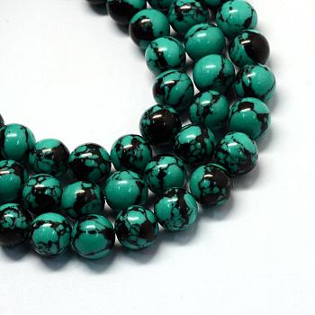 Synthetic Turquoise Gemstone Bead Strands, Round, Dyed , Dark Turquoise, 8x8mm, Hole: 1.5mm, about 51pcs/strand, 15.3 inch