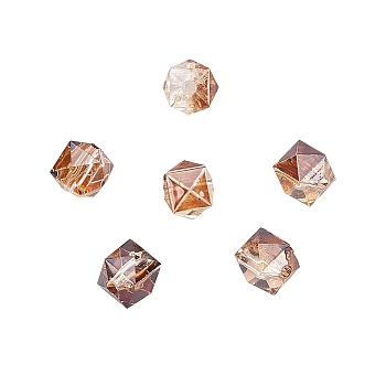 Two Tone Transparent Spray Painted Acrylic Bead, Polygon, Camel, 7.5x8x8mm, Hole: 1.8mm