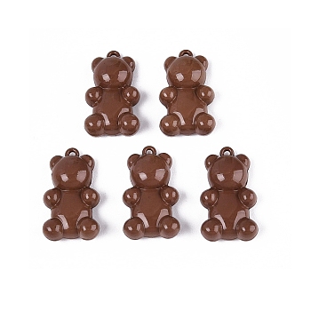 Spray Painted Alloy Pendants, Bear Charms, Saddle Brown, 19.5x11x5mm, Hole: 1~1.2mm