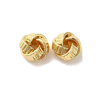 Brass Beads, Knot Twist, Real 18K Gold Plated, 6.5x4mm, Hole: 1.6mm