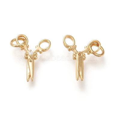 Brass Micro Pave Clear Cubic Zirconia Charms(KK-F820-20G)-2
