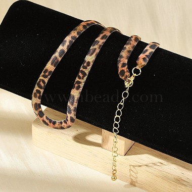 Leopard Print Alloy Snake Chain Necklaces for Women(NJEW-K281-01)-3