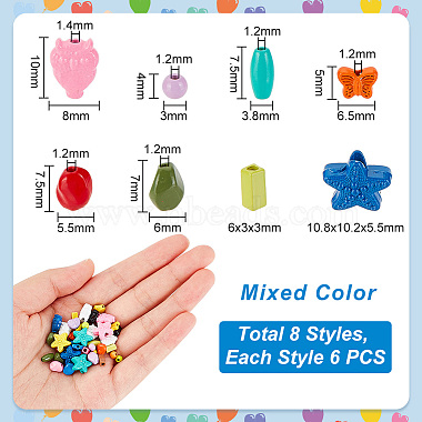 PandaHall Elite 48Pcs 8 Style Spray Painted Alloy Beads(FIND-PH0010-93)-2