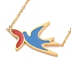 Colorful Enamel Swallow and Fish Pendant Necklace(NJEW-G019-01)-2