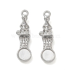 304 Stainless Steel Pendant Cabochon Settings, House Charms, Stainless Steel Color, 23x6x4mm, Hole: 1.6mm(SA-CBAE5AC-03P)