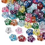 Plastic Star Beads, Silver Metal Enlaced, Mixed Color, 7x7x4mm, Hole: 1.5mm, about 4545pcs/500g(KY-Q002-07)