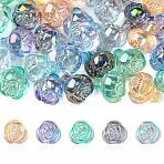 30Pcs 5 Colors Electroplate Transparent Acrylic Beads, Flower, Mixed Color, 15x13.5x14.5mm, Hole: 3.2mm, 6pcs/color (PACR-CJ0001-41)