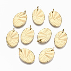 304 Stainless Steel Pendants, with Jump Rings, Oval with Sun, Real 14K Gold Plated, 17.5x12.5x2mm, Jump Ring: 5x0.8mm, 3.4mm inner diameter(STAS-S116-038G)