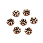 Tibetan Style Alloy Beads, Flower, Red Copper, 5.5x2mm, Hole: 1.6mm(FIND-Z063-30R)