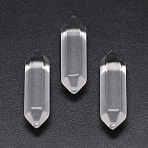 Faceted Bullet Glass Double Terminated Pointed Beads for Wire Wrapped Pendants Making, No Hole Beads, White, 30x9x9mm(GLAA-K002-30mm-09)