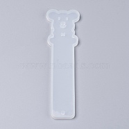 Silicone Bookmark Molds, Resin Casting Molds, Bear, White, 142x39x4.5mm, Inner Diameter: 91x37mm(DIY-P001-05B)