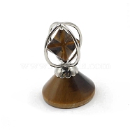 Natural Tiger Eye Rotatable Merkaba Star Figurines, for Home Desktop Decoration, 28x40mm(PW-WG54158-03)