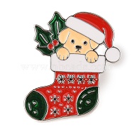 Christmas Theme Enamel Pins, Zinc Alloy Animal Brooches for Backpack Clothes, Platinum, 20.5x29mm(JEWB-S027-01C)