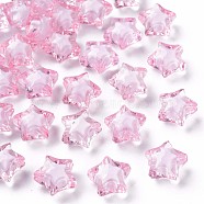 Transparent Acrylic Beads, Bead in Bead, Faceted, Star, Pearl Pink, 14x15x8.5mm, Hole: 2mm, about 518pcs/500g(TACR-S152-02A-703)