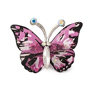 Butterfly Transparent Resin Brooch, Alloy Rhinestone Insect Brooch, Platinum, Camellia, 36x47mm(JEWB-M047-01E)