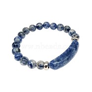 Natural Blue Spot Jasper Bead Stretch Bracelets for Women Men, Perimeter:7-7/8 inch(20cm)(MZ7269-01)