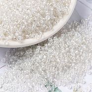 MIYUKI Round Rocailles Beads, Japanese Seed Beads, (RR3637) Fancy Lined Soft White, 8/0, 3mm, Hole: 1mm, about 422~455pcs/10g(X-SEED-G008-RR3637)