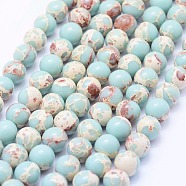 Synthetic Imperial Jasper Beads Strands, Round, Aquamarine, 8~8.5mm, Hole: 1mm, about 49pcs/strand, 15.7 inch(40cm)(G-F531-8mm-H03)