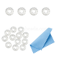 12Pcs 925 Sterling Silver Granulated Spacer Beads, with 1Pc Suede Fabric Square Silver Polishing Cloth, Silver, 5x1.5mm, Hole: 1.5mm(STER-DC0001-31)