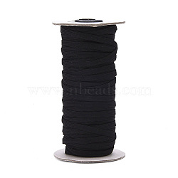 Flat Elastic Rubber Band, Webbing Garment Sewing Accessories, Black, 6x0.5mm, about 50m/roll(EC-WH0013-03B)