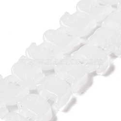 Transparent Glass Beads Strands, Elephant, White, 10x12x3mm, Hole: 1mm, about 45~48pcs/strand, 17.32 inch(44cm)(GLAA-F114-03I)