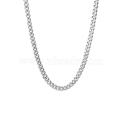 201 Stainless Steel Curb Chain Necklaces for Men, Stainless Steel Color, 19.88 inch(50.5cm), Link: 3.5x2.5x1mm(NJEW-Q336-08A-P)