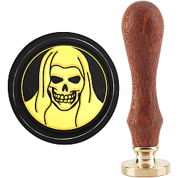 Halloween Brass Wax Seal Stamp with Handle, for DIY Scrapbooking, Skull, 3.5x1.18 inch(8.9x3cm)(AJEW-WH0184-0615)